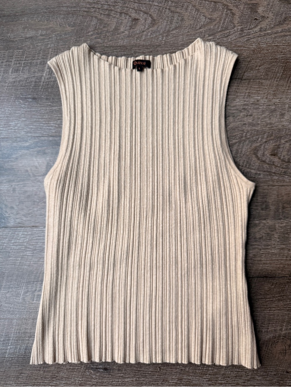 Quince Cream Ribbed Sleeveless Tank Top
